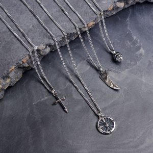 urban edge pendant necklace collection | silver tone stainless steel