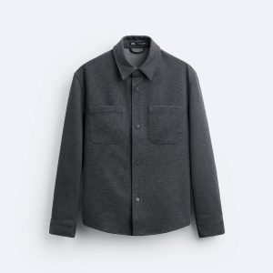 modern tailored textured overshirt | charcoal grey